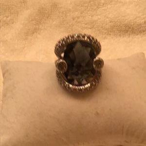 Cocktail Gray stone with Rhinestones Ring